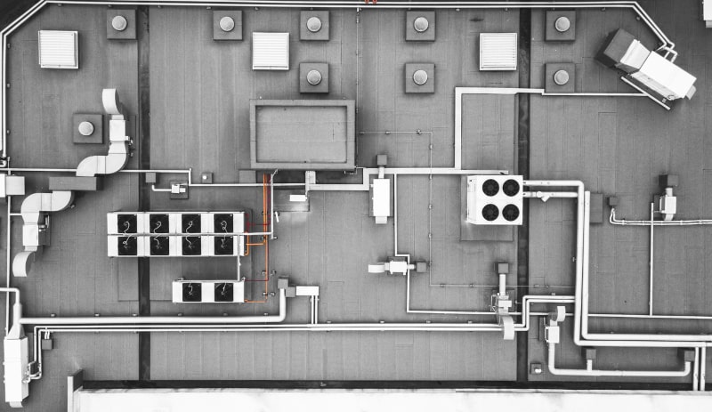 aerial view of commercial building ac