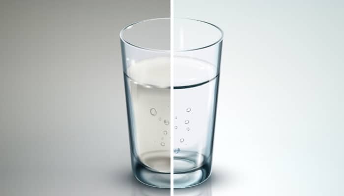 glass of water for comparison water filtration